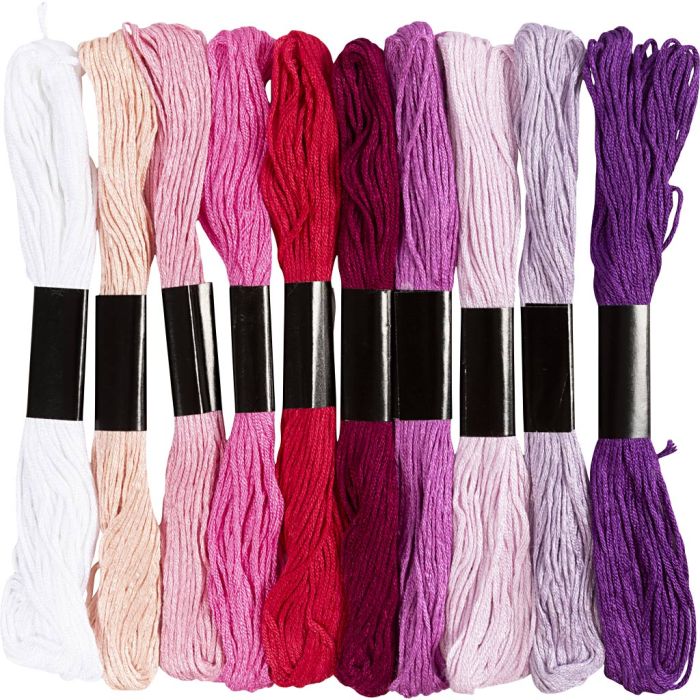 Embroidery Thread, thickness 1 mm, purple/pink harmony, 10x8 m/ 1 pack