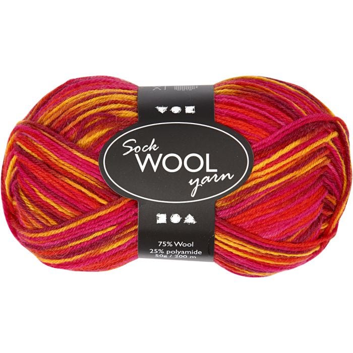 Sock Yarn, L: 200 M, 50g/ 1 ball
