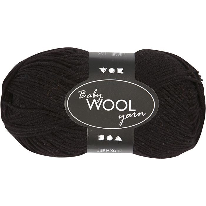 Baby Yarn, L: 172 M, black, 50 g/ 1 ball