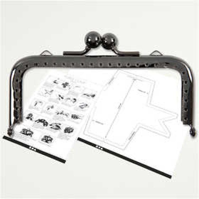 Purse Clasp Kit, 10 cm, dark grey metallic, 1 pc