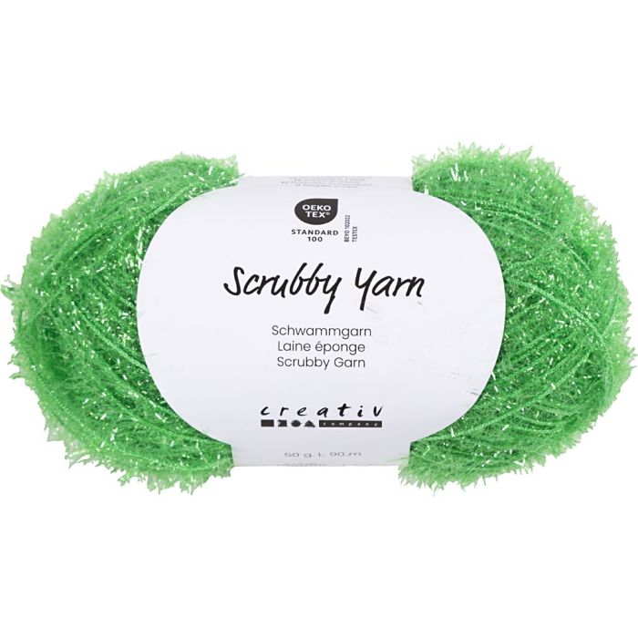 Scrubby Yarn, L: 90 M, green, 50 g/ 1 ball