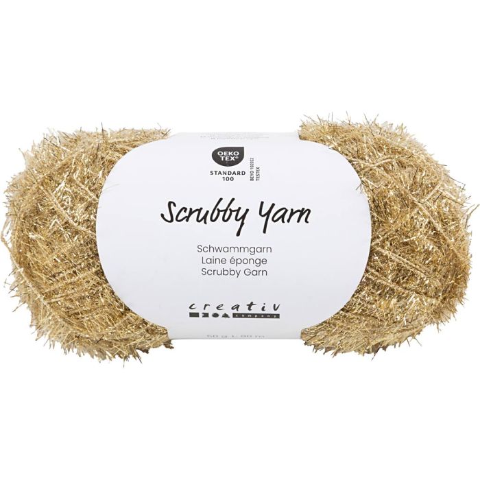 Scrubby Yarn, L: 90 M, gold, 50 g/ 1 ball
