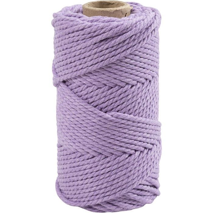 Macramé cord, L: 55 M, dia. 4 mm, purple, 330 g/ 1 roll