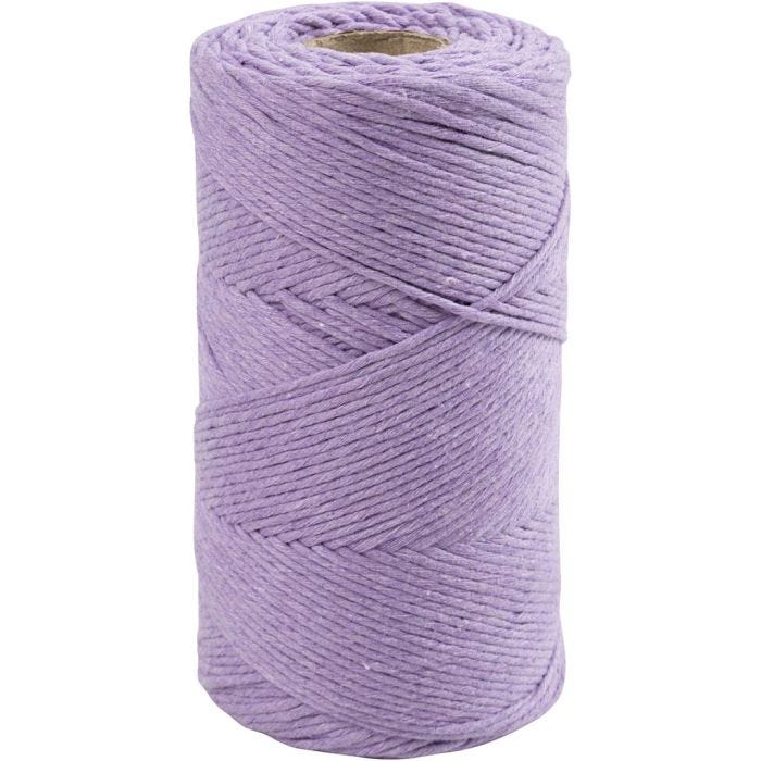 Macramé Cord, L: 198 M, dia. 2 mm, purple, 330 g/ 1 roll