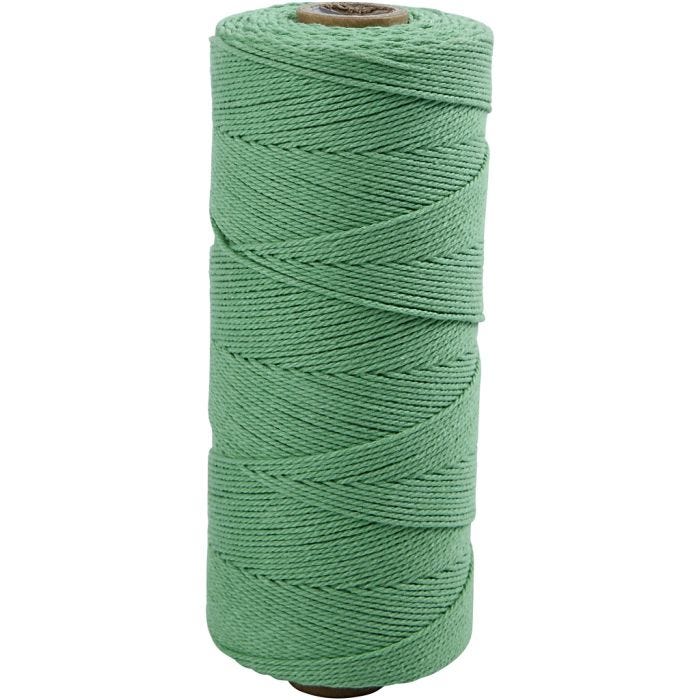 Macramé cord, L: 315 M, thickness 1 mm, Thin quality 12/12, light green, 220 g/ 1 ball