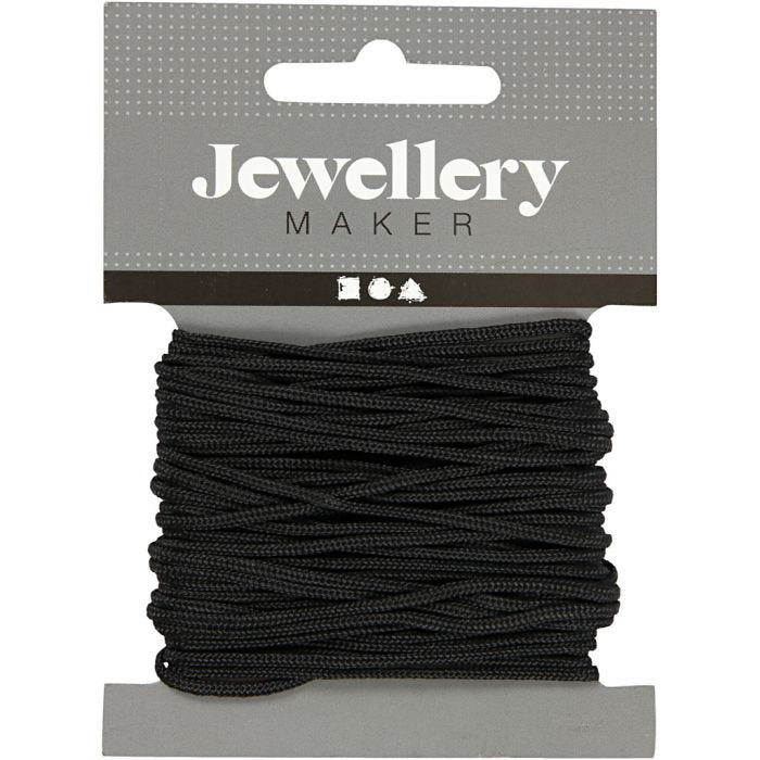 Polyester Cord, thickness 2 mm, black, 8 m/ 1 roll
