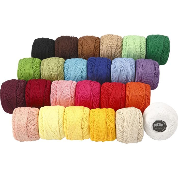 Mercerized Cotton Yarn, assorted colours, 24x20g/ 1 pack