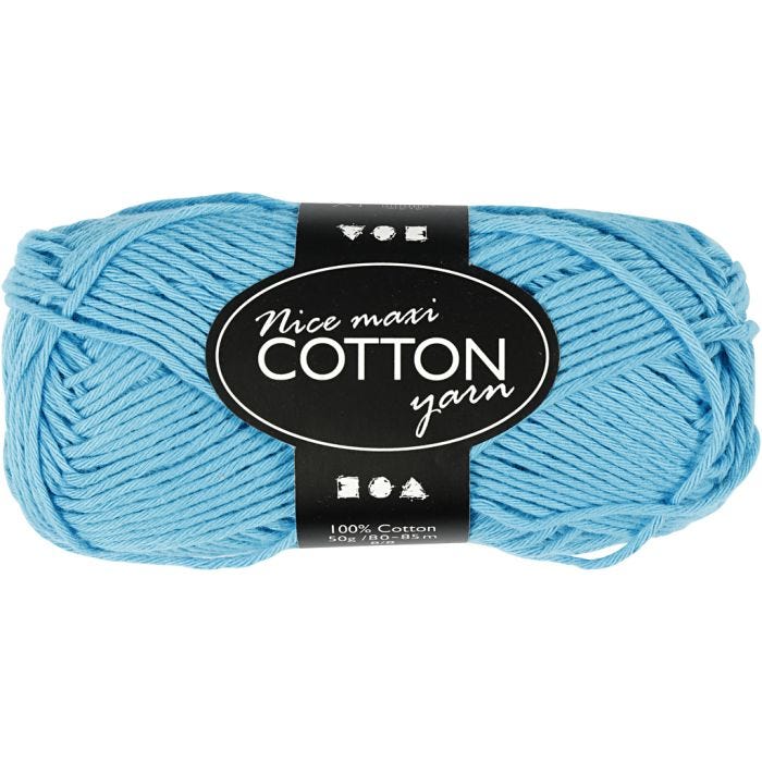 Cotton Yarn, 8/8, L: 80-85 M, size maxi, turquoise, 50g/ 1 ball