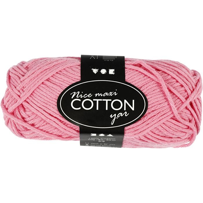 Cotton Yarn, no. 8/8, L: 80-85 M, size maxi, light red, 50 g/ 1 ball