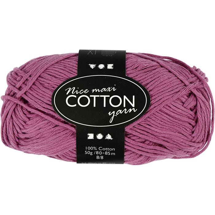 Cotton Yarn, 8/8, L: 80-85 M, size maxi, violet, 50g/ 1 ball