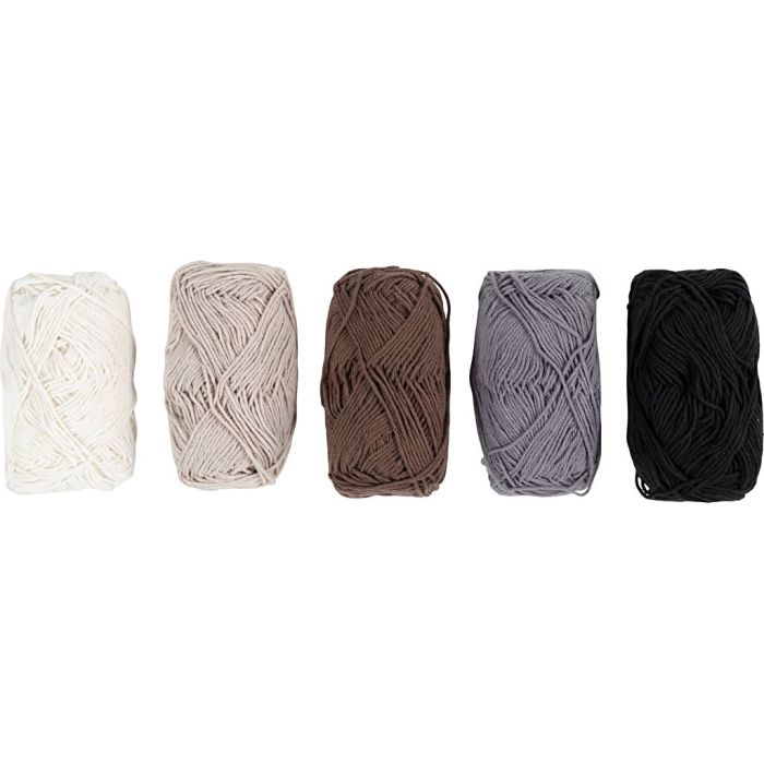 Cotton Yarn, no. 8/4, L: 5x50 M, Nature colours, 5x20 g/ 1 pack