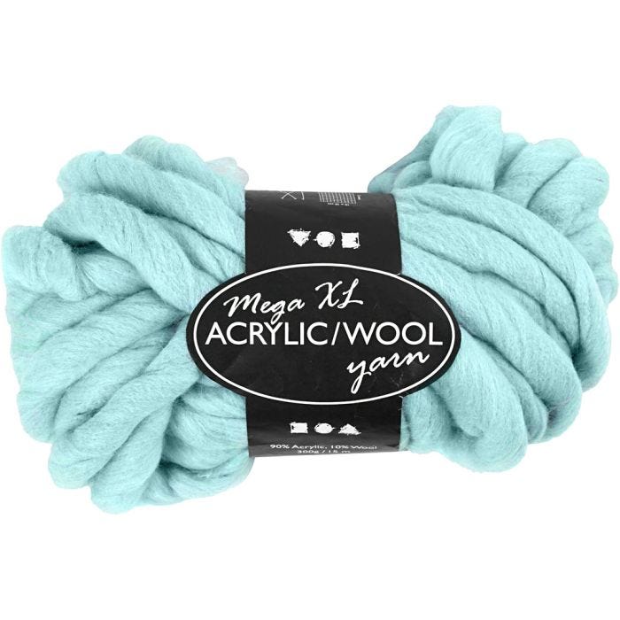 Chunky Yarn of Acrylic/Wool, 15 M, mega, turquoise, 300g/ 1 ball