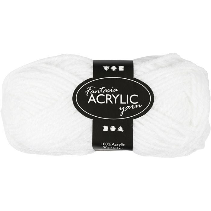 Fantasia Acrylic Yarn, 80 M, white, 50g/ 1 ball