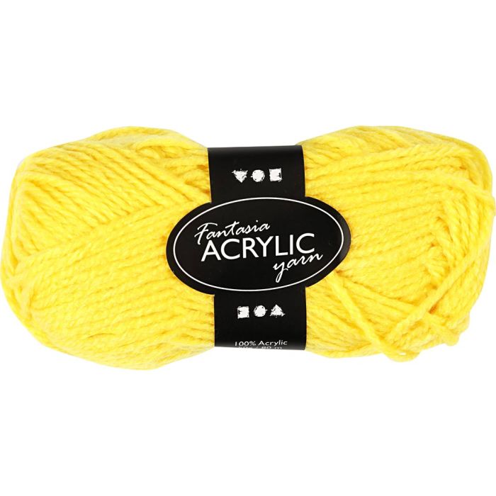 Fantasia Acrylic Yarn, L: 80 M, needle 4,5-5, yellow, 50 g/ 1 ball