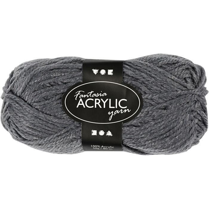 Fantasia Acrylic Yarn, L: 80 M, grey, 50g/ 1 ball