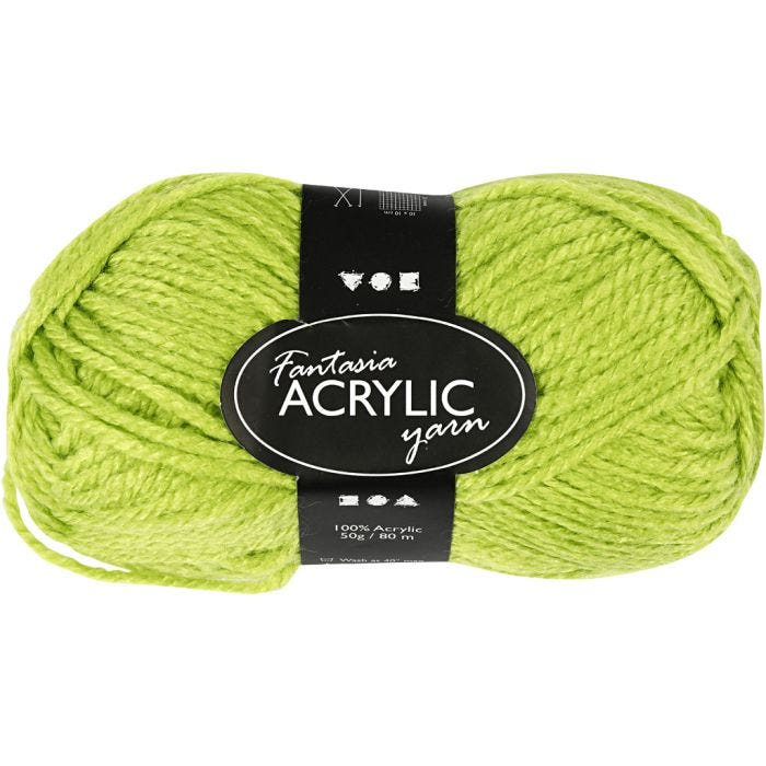 Fantasia Acrylic Yarn, L: 80 M, light green, 50g/ 1 ball