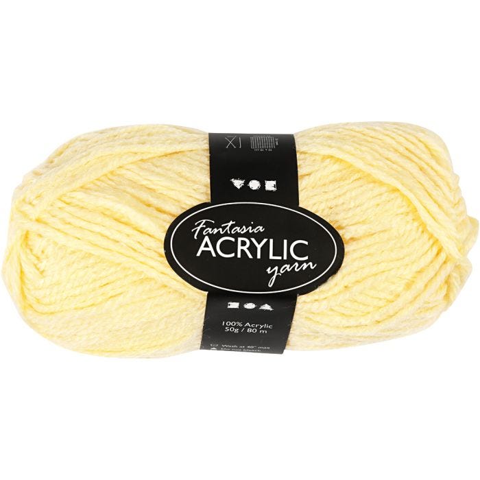 Fantasia Acrylic Yarn, L: 80 M, light yellow, 50g/ 1 ball