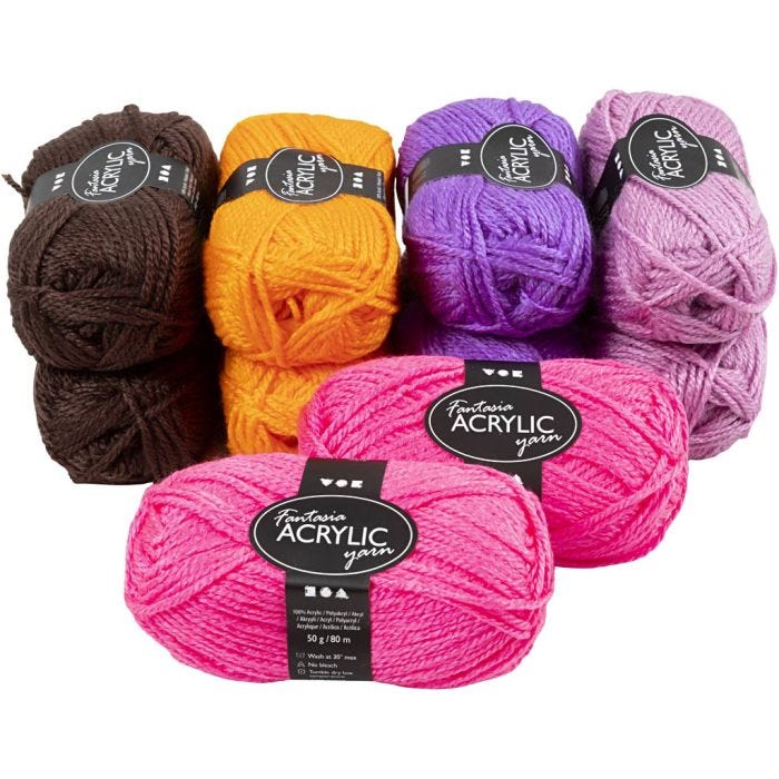 Fantasia Acrylic Yarn, L: 80 M, assorted colours, 10x50 g/ 1 pack