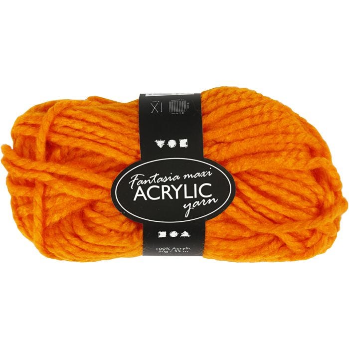 Fantasia Acrylic Yarn, L: 35 M, Maxi, neon orange, 50g/ 1 ball