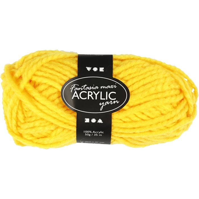 Fantasia Acrylic Yarn, L: 35 m, Maxi, yellow, 50 g/ 1 ball