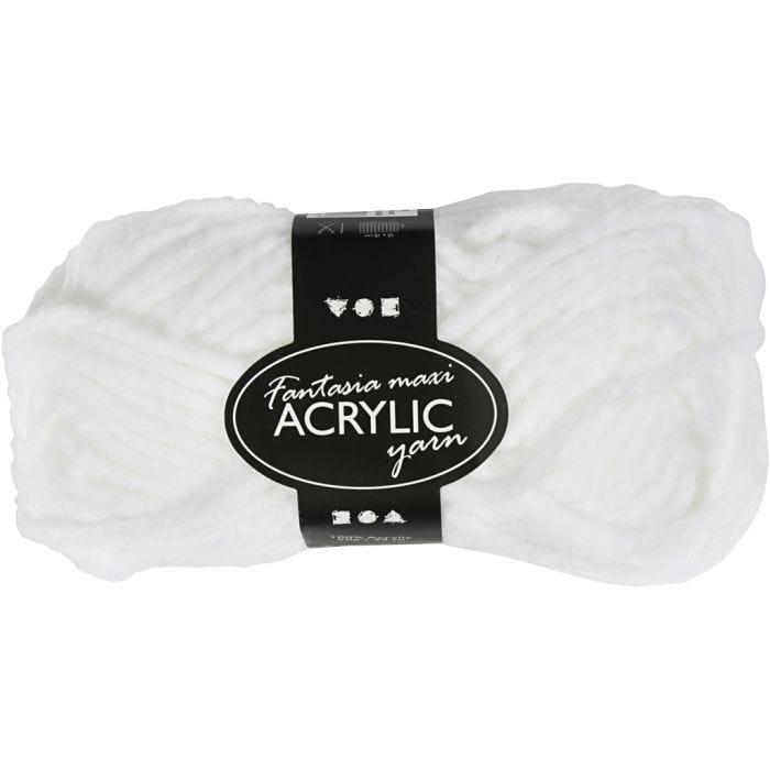 Fantasia Acrylic Yarn, 35 M, Maxi, white, 50g/ 1 ball