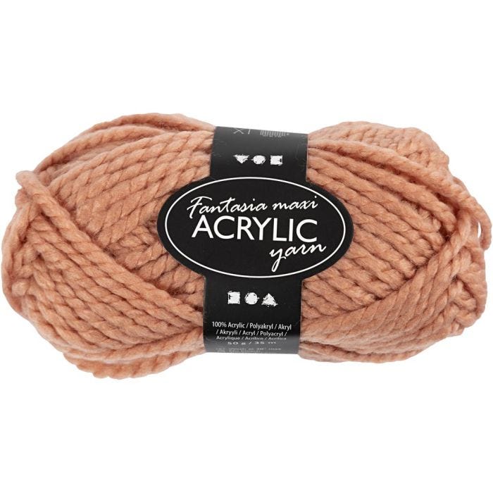 Fantasia Acrylic Yarn, L: 35 M, Maxi, beige, 50 g/ 1 ball