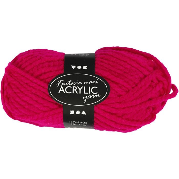 Fantasia Acrylic Yarn, 35 M, Maxi, fuchsia, 50g/ 1 ball