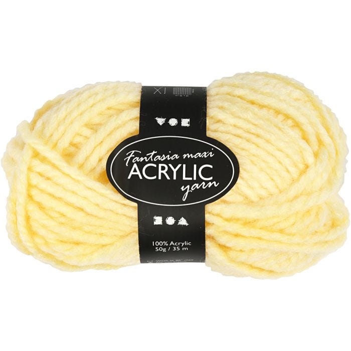Fantasia Acrylic Yarn, L: 35 M, Maxi, light yellow, 50 g/ 1 ball