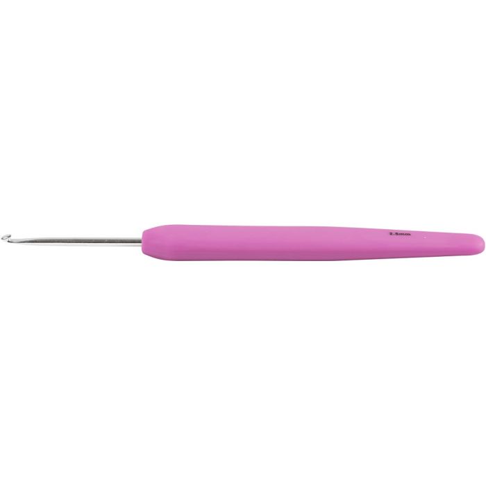 Crochet Hook, 2,5, L: 13,3 cm, size 2,5 mm, light red, 1 pc