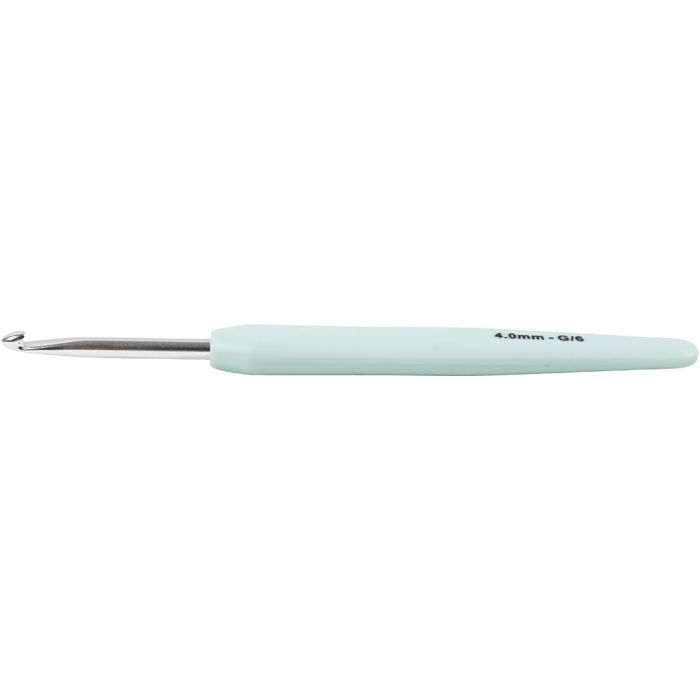 Crochet Hook, no. 4, L: 13,3 cm, size 4 mm, pastel green, 1 pc