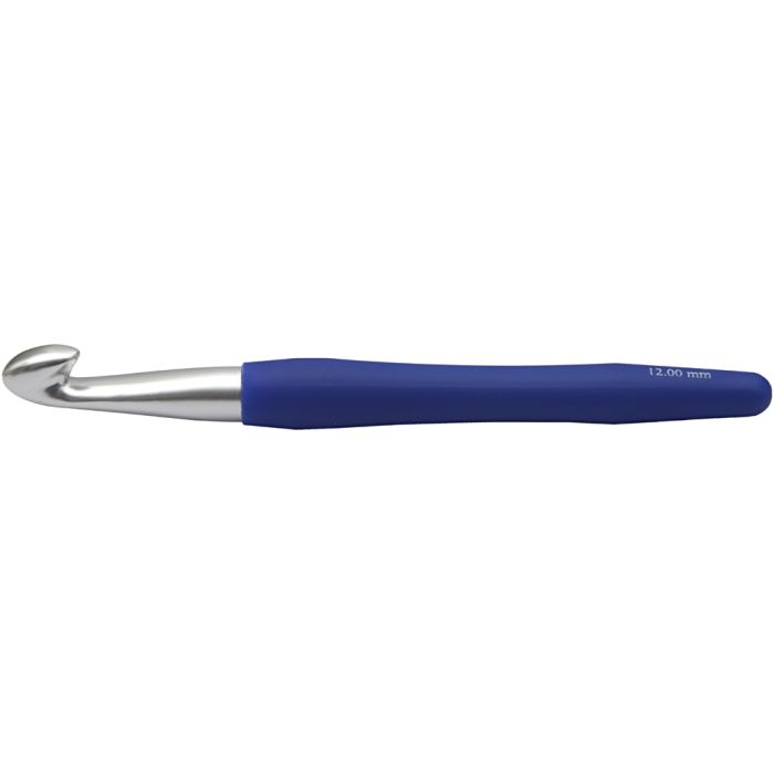 Crochet Hook, no. 12, L: 16 cm, size 12 mm, blue, 1 pc