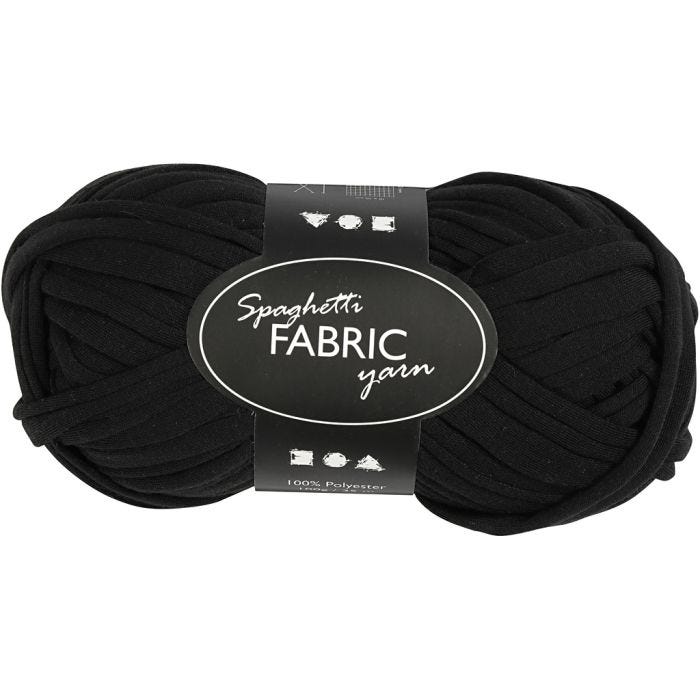 Spaghetti Yarn, L: 35 M, black, 100 g/ 1 ball