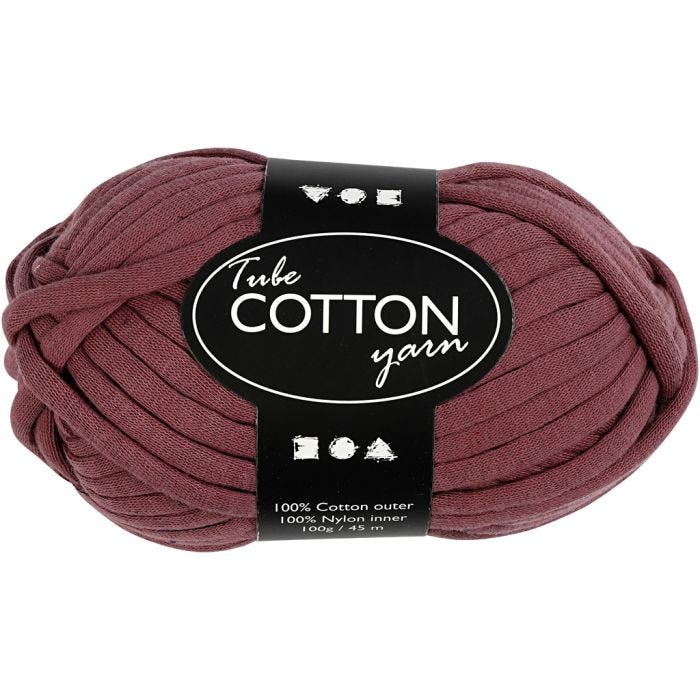 Cotton Tube Yarn, L: 45 M, purple, 100 g/ 1 ball