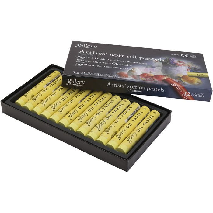 Gallery Oil Pastel, L: 7 cm, dia. 11 mm, thickness 11 mm, lemon yellow, 12 pc/ 1 pack