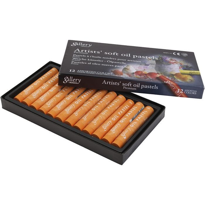 Gallery Oil Pastel, L: 7 cm, dia. 11 mm, thickness 11 mm, orange, 12 pc/ 1 pack