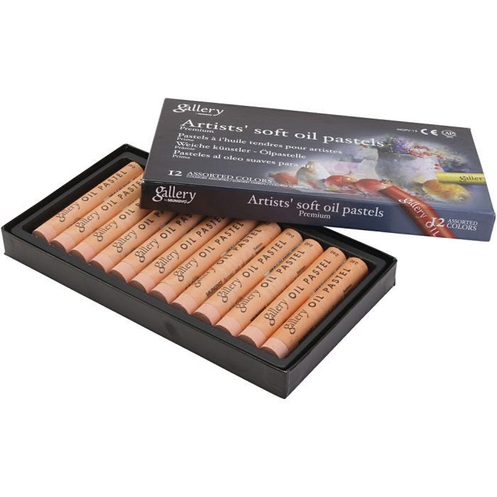 Gallery Oil Pastel, L: 7 cm, dia. 11 mm, thickness 11 mm, salmon, 12 pc/ 1 pack