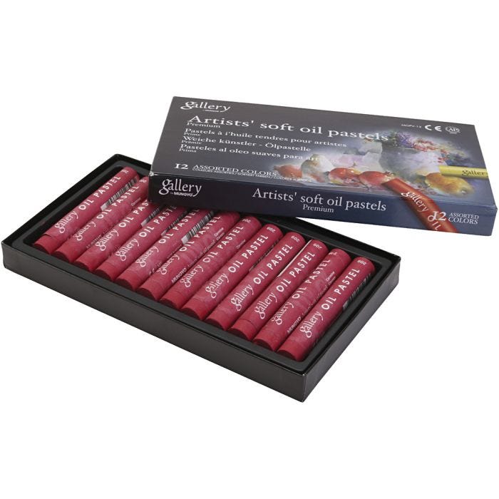 Gallery Oil Pastel, L: 7 cm, dia. 11 mm, thickness 11 mm, carmine red, 12 pc/ 1 pack