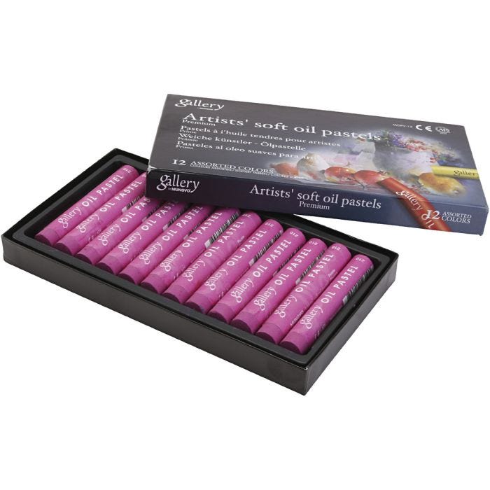 Gallery Oil Pastel, L: 7 cm, dia. 11 mm, thickness 11 mm, purple, 12 pc/ 1 pack