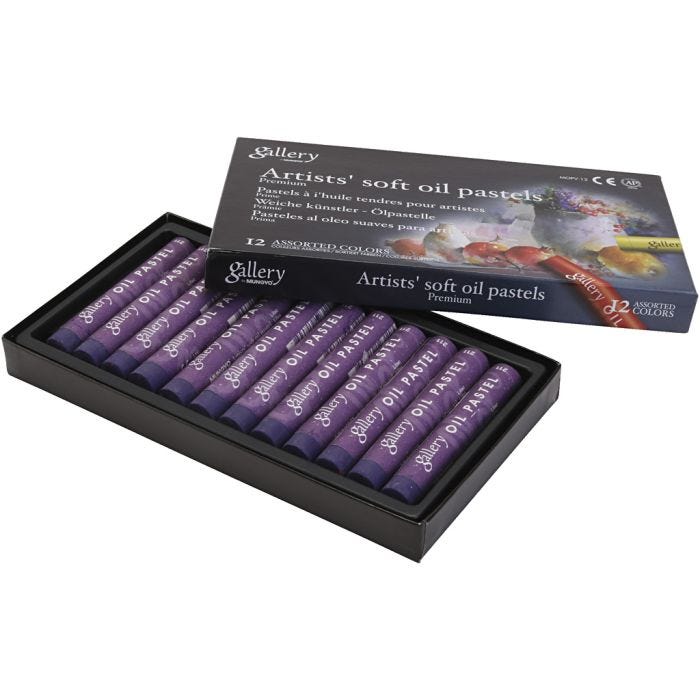 Gallery Oil Pastel, L: 7 cm, dia. 11 mm, thickness 11 mm, purple, 12 pc/ 1 pack