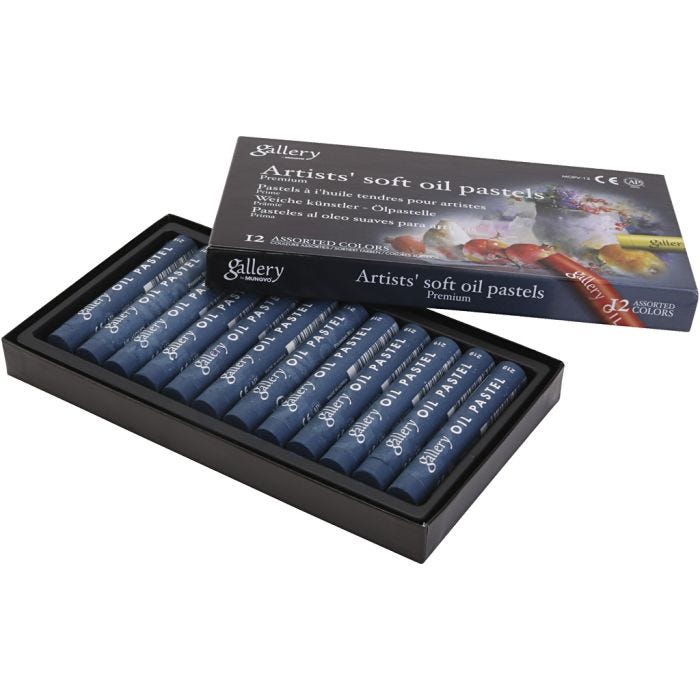 Gallery Oil Pastel, L: 7 cm, dia. 11 mm, thickness 11 mm, prussian blue (447), 12 pc/ 1 pack