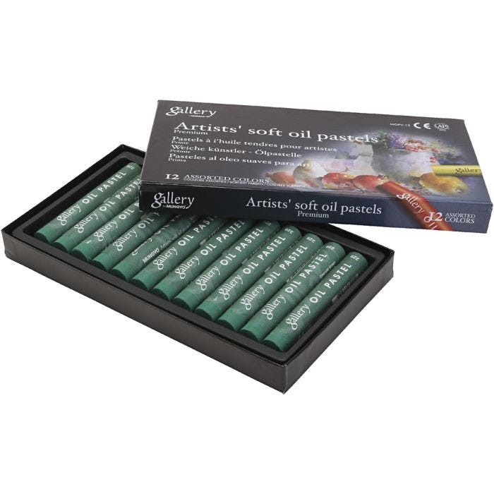 Gallery Oil Pastel, L: 7 cm, dia. 11 mm, thickness 11 mm, emerald green, 12 pc/ 1 pack