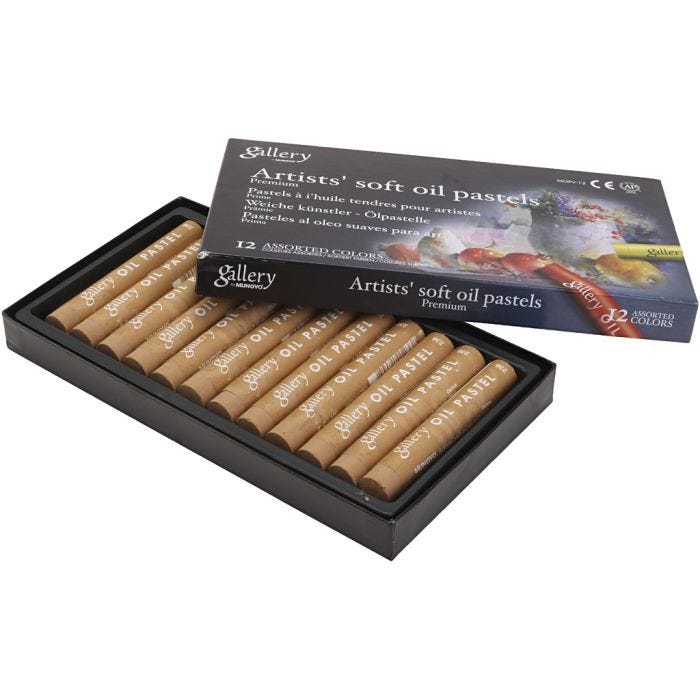 Gallery Oil Pastel, L: 7 cm, dia. 11 mm, thickness 11 mm, ochre, 12 pc/ 1 pack