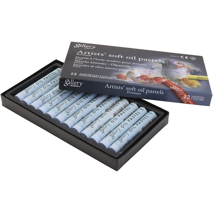 Gallery Oil Pastel, L: 7 cm, dia. 11 mm, thickness 11 mm, light grey, 12 pc/ 1 pack