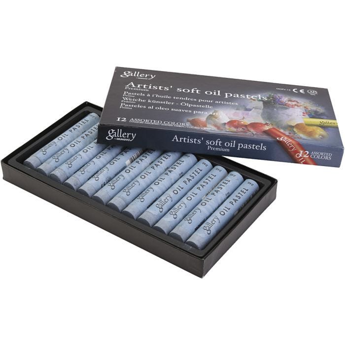 Gallery Oil Pastel, L: 7 cm, dia. 11 mm, thickness 11 mm, grey, 12 pc/ 1 pack