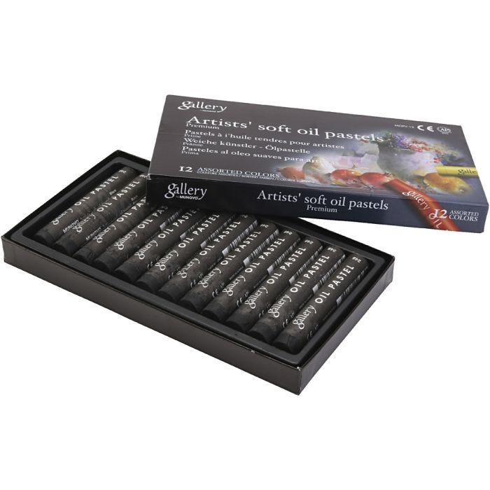 Gallery Oil Pastel, L: 7 cm, dia. 11 mm, thickness 11 mm, black, 12 pc/ 1 pack