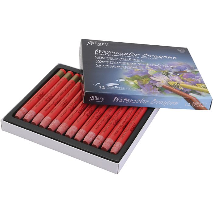 Watercolor Crayons, scarlet, 12 pc/ 1 pack