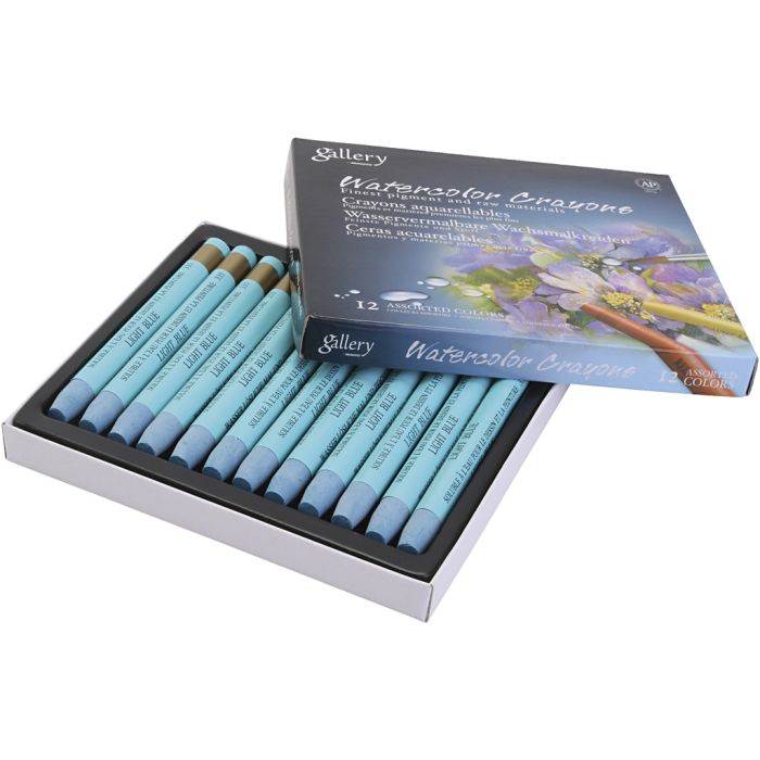Watercolor Crayons, light blue, 12 pc/ 1 pack