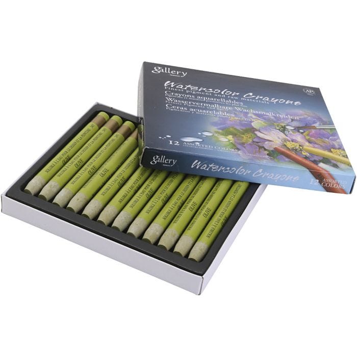 Watercolor Crayons, olive, 12 pc/ 1 pack