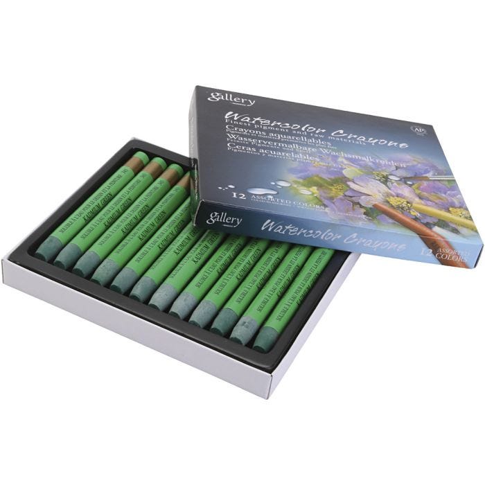 Watercolor Crayons, kadmium green (345), 12 pc/ 1 pack