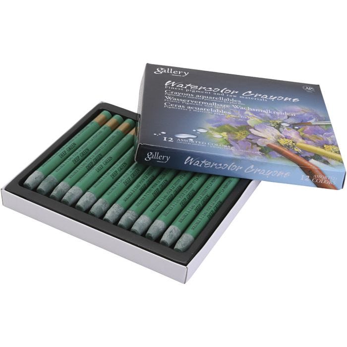 Watercolor Crayons, deep green (348), 12 pc/ 1 pack
